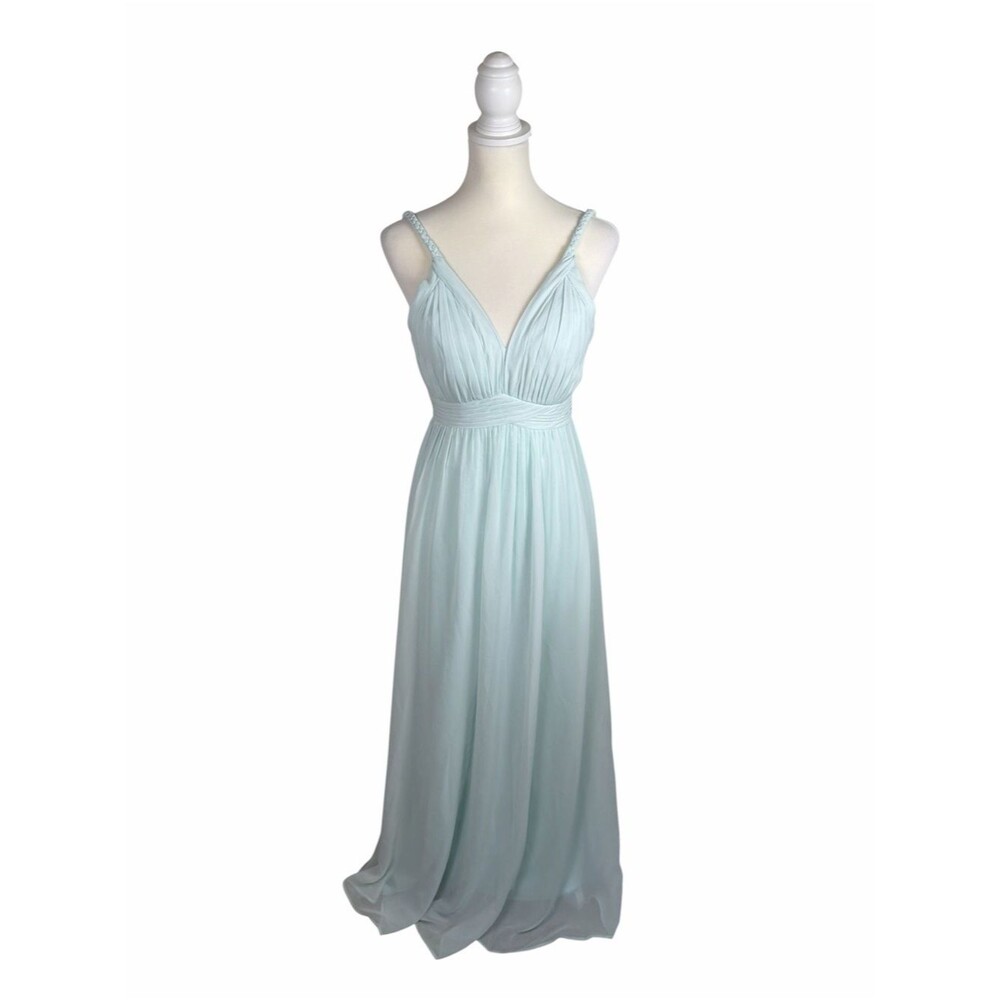 Azazie Dusty Blue Chiffon Bridesmaid Dress Petite Formal Prom Wedding Maxi Gown
